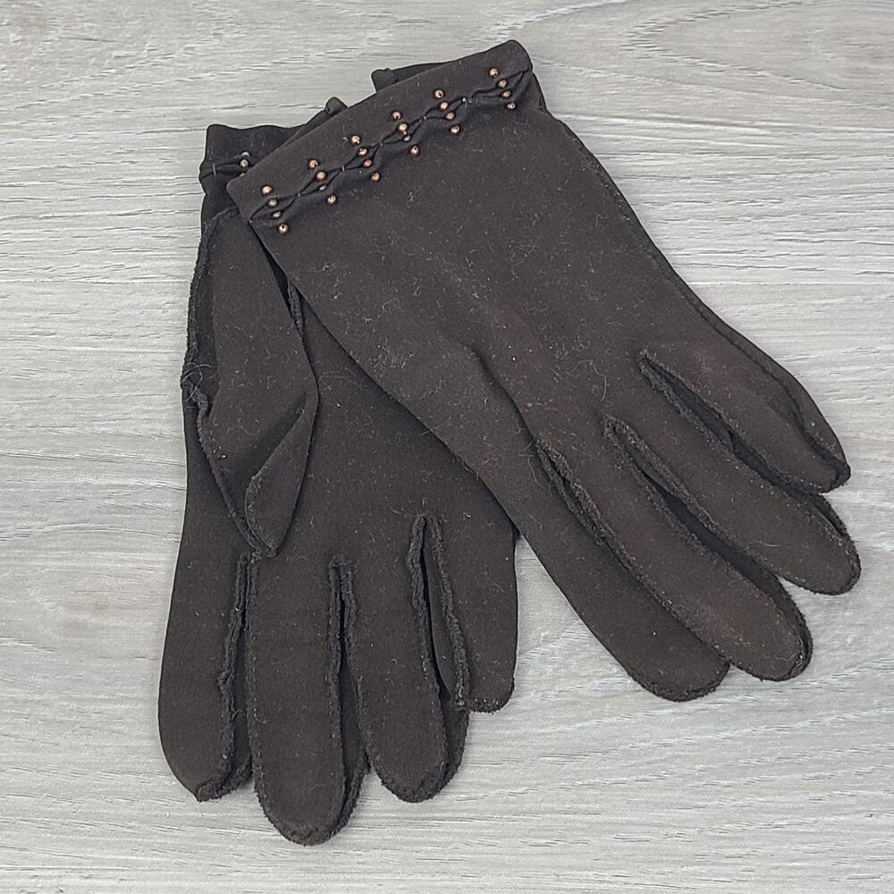Crescendoe Women's Leather‎ Driving Gloves Size 7 Brown Black Bundle Vtg